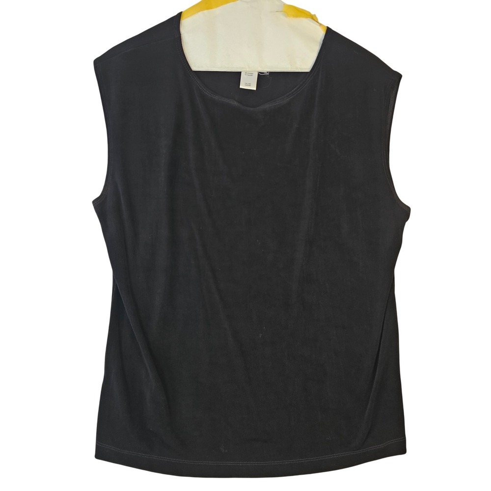 Coldwater Creek Black Sleeveless Shell Top Ribbed Scoop Neck Large H05260